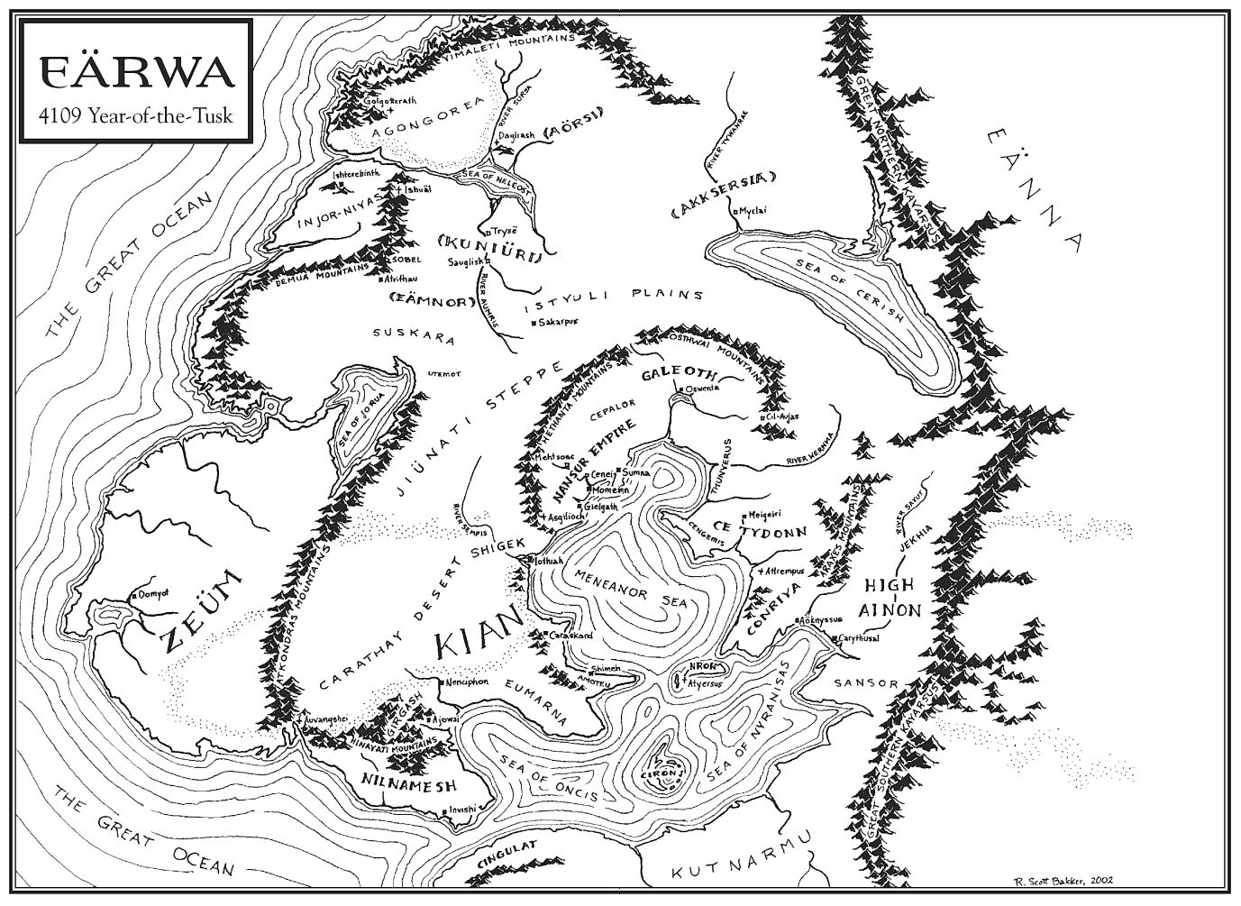 Handmade Wood Map of Earwa from the Prince of Nothing book series